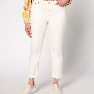 Martha Stewart Signature Regular Colored Rolled Hem Ankle Jeans White Size 12